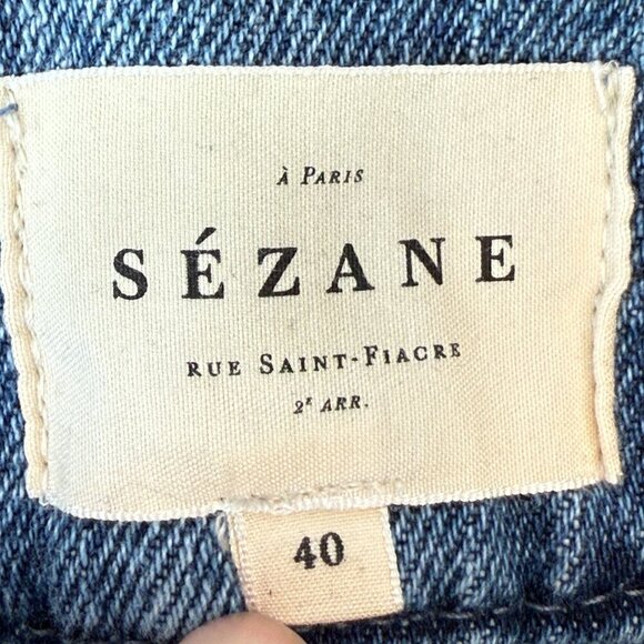 Sezane Tapered Denim Trouser Jeans High Waisted Hemmed - Picture 8 of 12